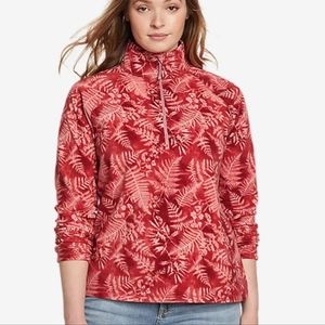Eddie Bauer Fleece Fern Print Quarter Zip Jacket